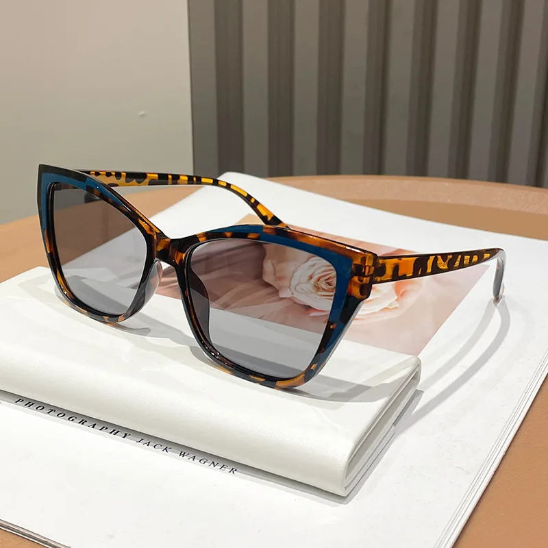 New Women Color Block Cat Eye Eyeglasses Frame Trendy All Match Fashion Personality Sunglasses