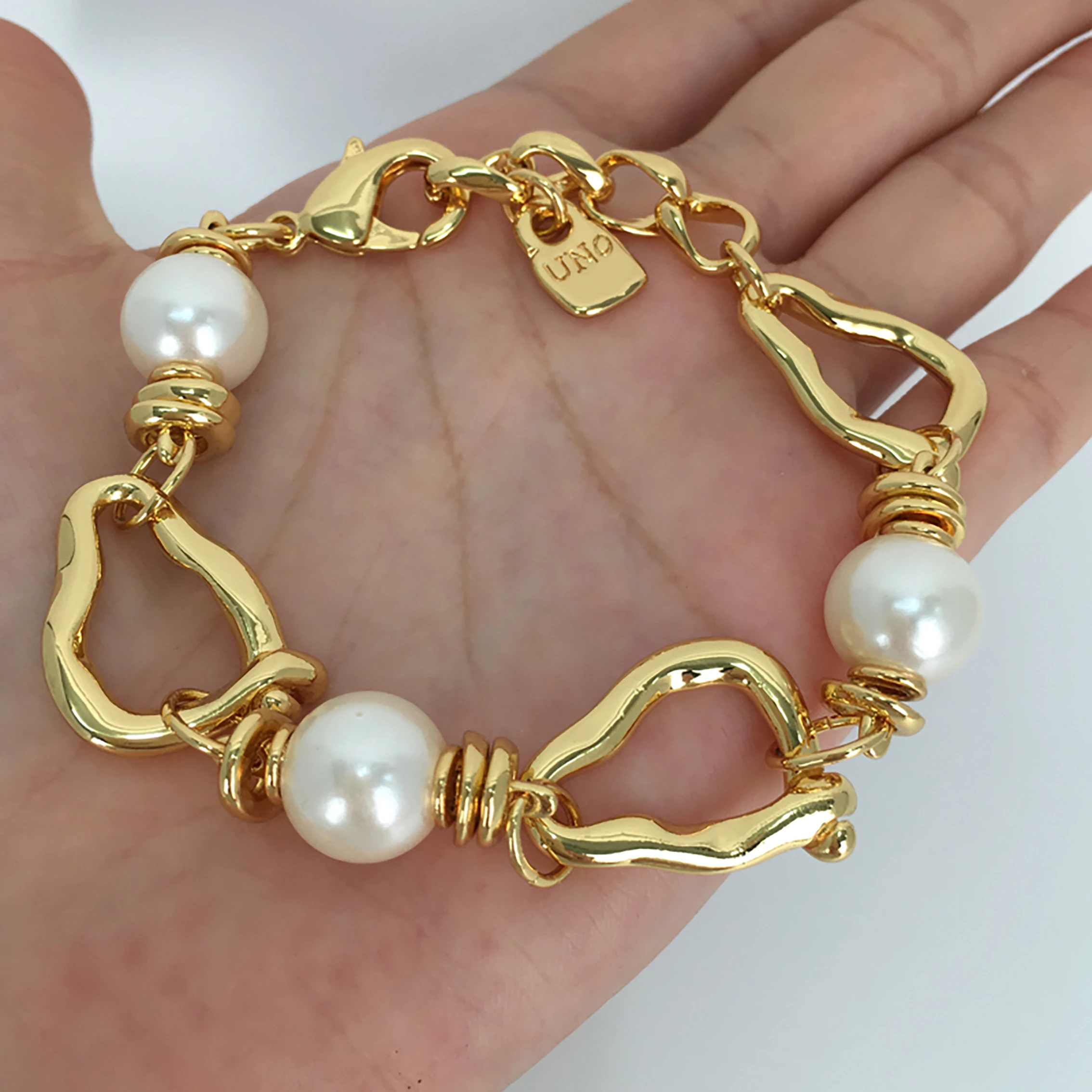 HSC High quality European and American original fashion electroplating 925 silver pearl uno de 50 bracelet holiday jewelry gift