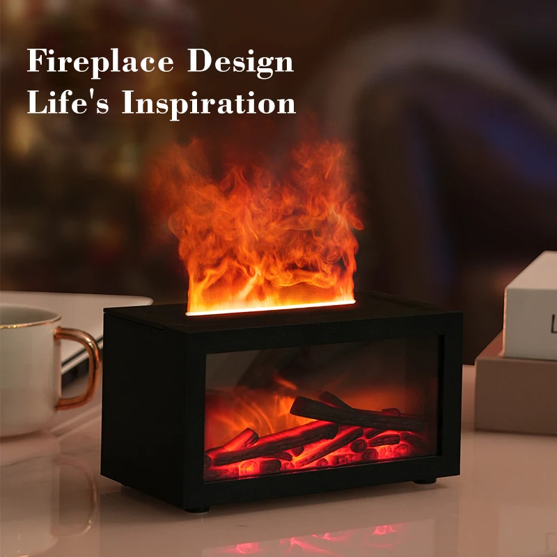 Flame Fireplace Aromatherapy Diffuser, Essential Oil Fragrance Humidifier Scent Fire Humidifier for Bedroom Home Indoor Room - view 2