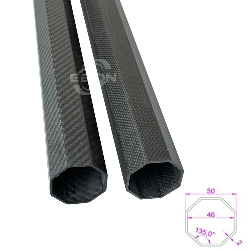 1Pcs 50X46X2.0X1000mm 3K Carbon Fiber  Octagonal Shape Tube Thickness 2.0mm  3K High Quality Carbon fiber tube