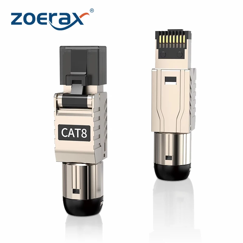 Zoerax RJ45 Cat8 Cat7 Cat6A Connectors RJ45 Metal Tool Gratis Gemakkelijk Beëindiging Plug 2000Mhz 40G Lan Kabel 22AWG - 24AWG