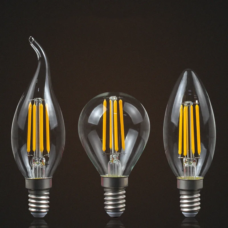 E14 LED Filament Bulb Retro Edison Glass Bulb for Home Ceilling Decoration C35/C35L/G45 White Light Warm Light Drop Shipping