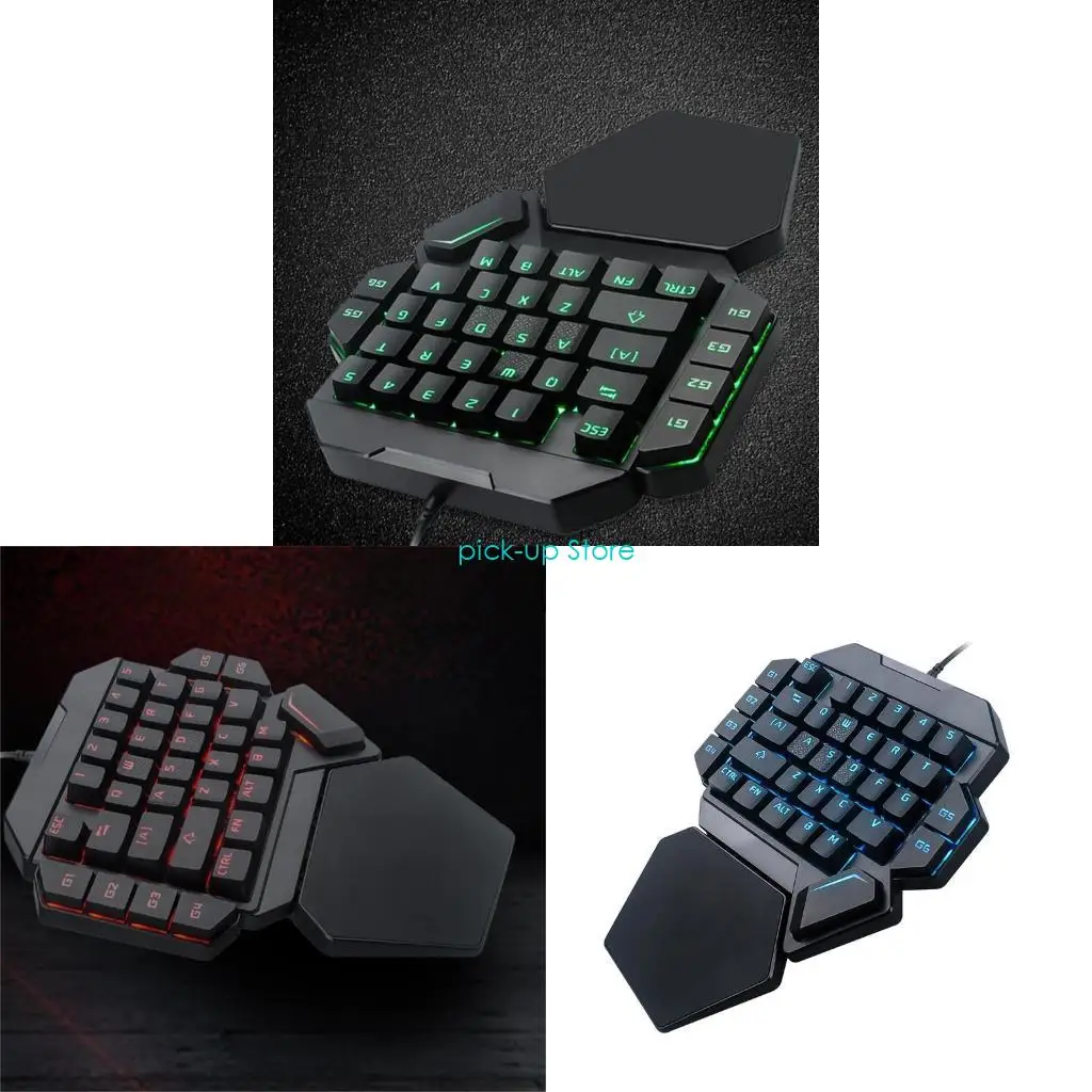 

Q5WA 1 Hand RGB Luminous Gaming Keyboard RGB Backlit for Windows Games Single Hand