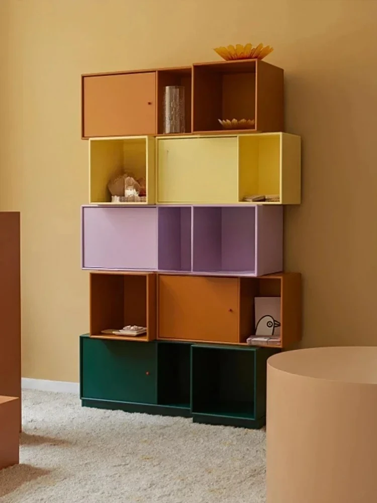 Simple Bookcase Storage Cabinet Floor Storage Rack Multi-Color Customization