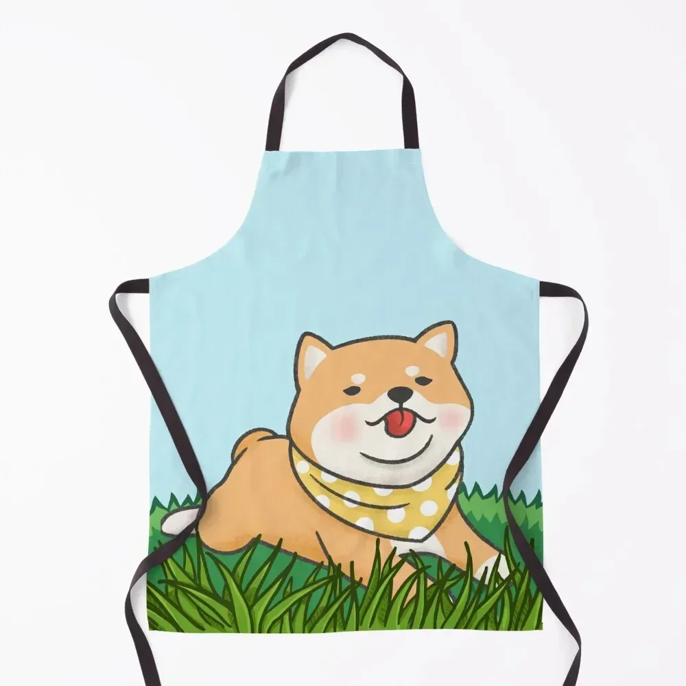 

Copy of Kawaii Shiba Red Tongue relaxing on grass Apron nail tech supplies Kitchen For Women For Hairdresser Apron
