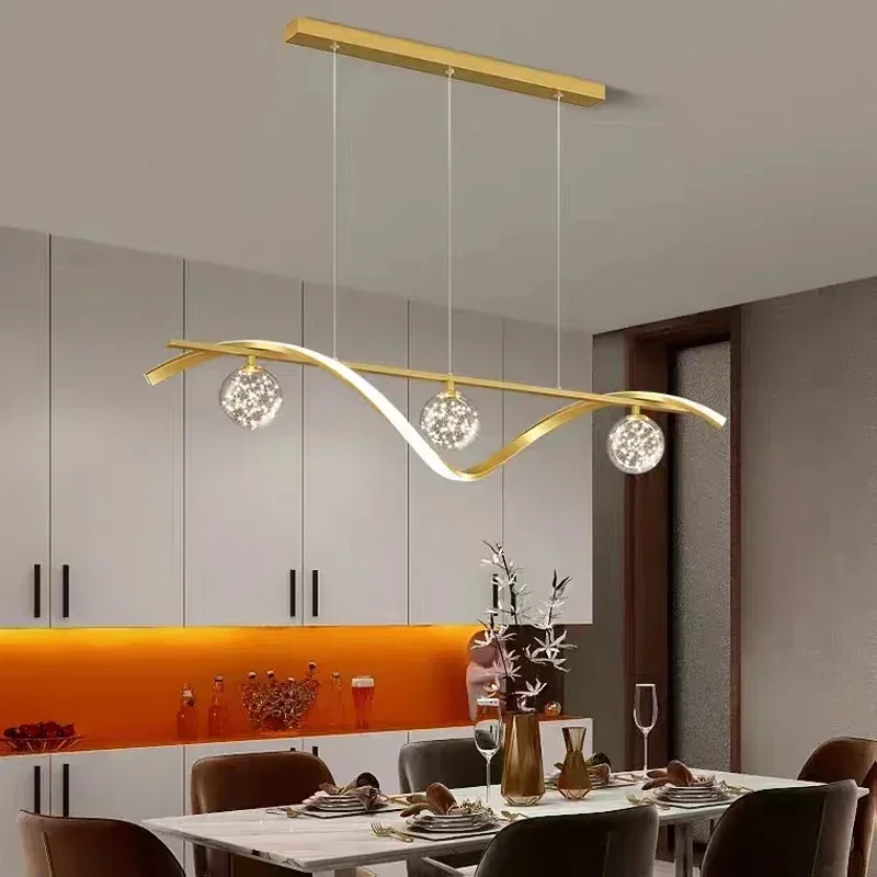 Restaurant chandelier - modern and minimalist creative Magic Bean table lamp - full sky star long strip dining room lamp - Image 4