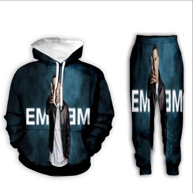 Hot EMINEM 3D Print Men\'s Women\'s Tracksuit Sets Casual Hoodie+Pants 2pcs Sets Oversized Kids Hoodies Two Piece Set