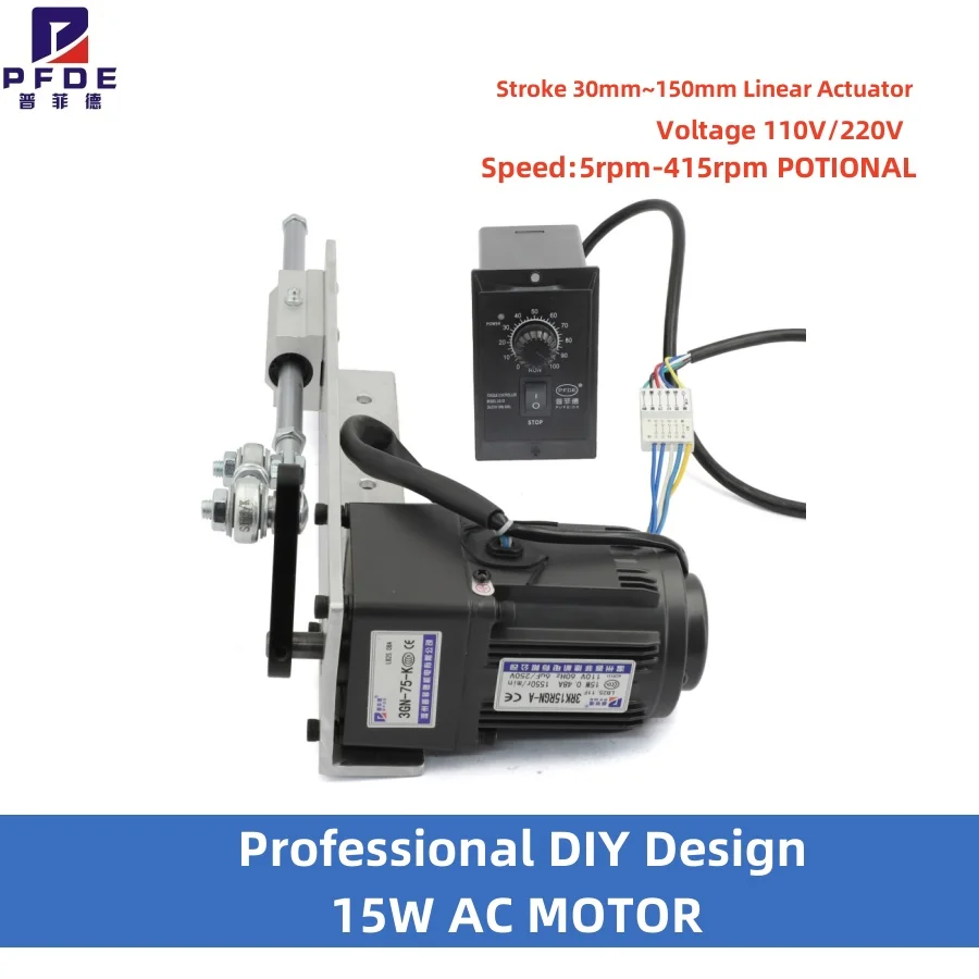 

НОВЫЙ профессиональный дизайн «сделай сам», ход 30 мм ~ 150 мм, линейный привод, 110 В, 220 В, двигатель с возвратно-поступательным механизмом, высокий крутящий момент, 15 Вт, управление скоростью переменного тока
