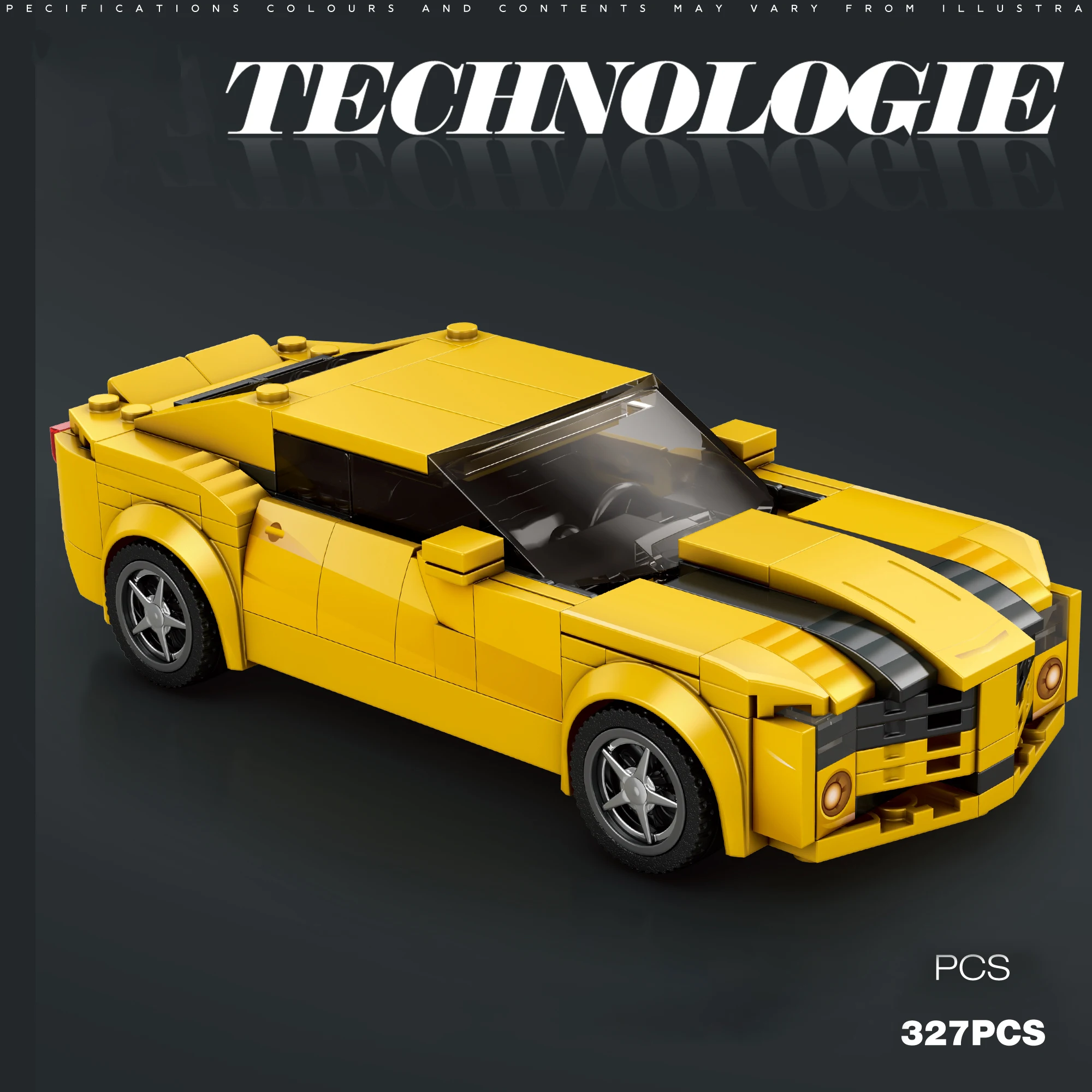 

Yellow Building Block Sports Car, 327PCS, Home Decoration Series Building Block Toys