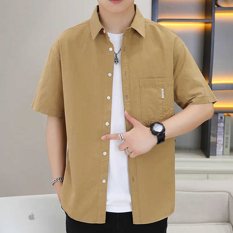 Pure Cotton ort Sve Casual irt Men's Summer Thin Loose Sle f Sve Breathable Faionable Color New Model