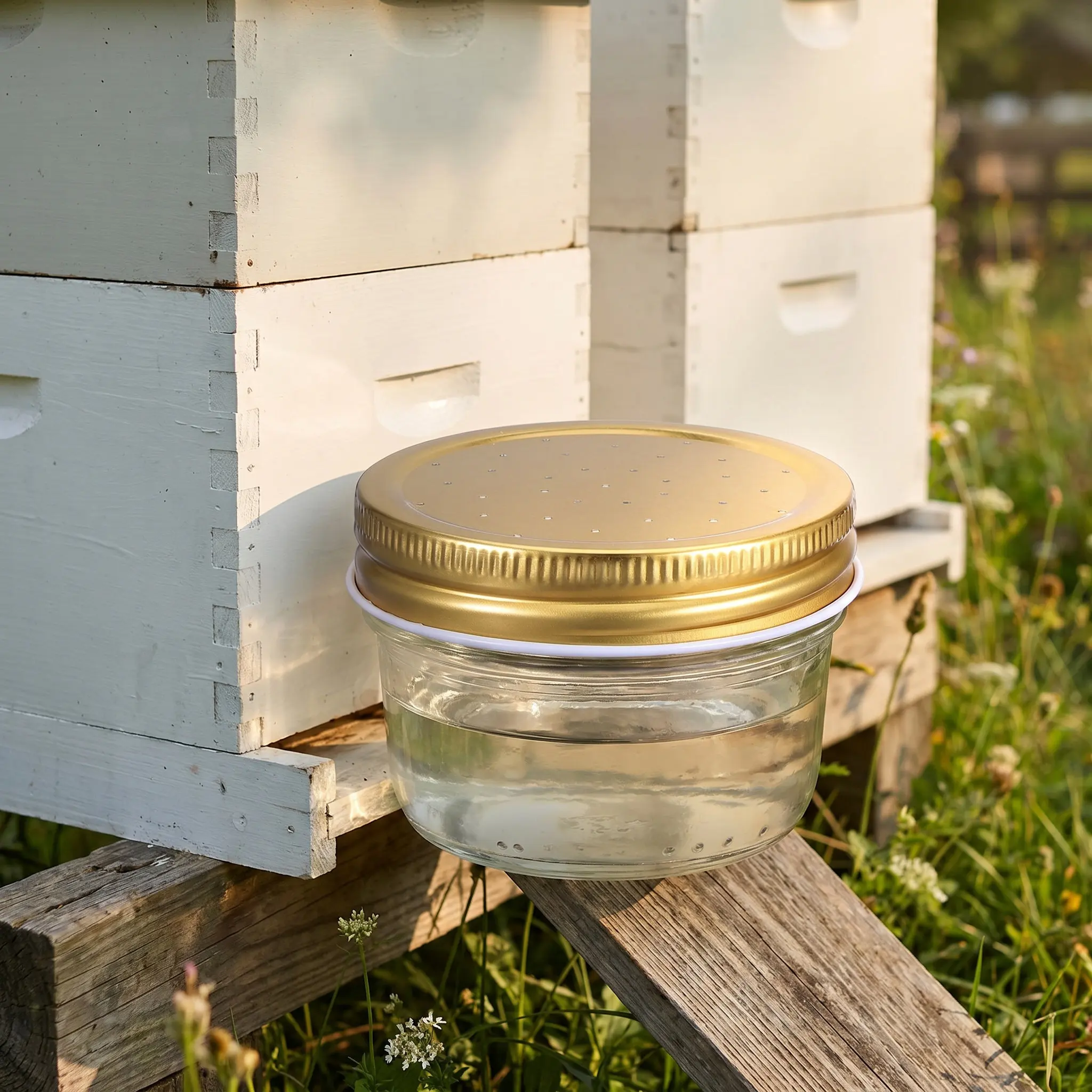 12Pcs Metal Bee Entrance Feeders Mason Jar Lids Waterers Beehive Sugar Syrup Feeding Tool Beekeeping Equipment Hive Care