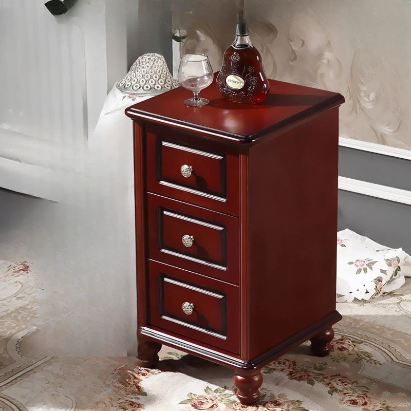 Solid wood 15\20\25\30\35\40cm three-drawer Jane European bedside small cabinet ultra-narrow mini