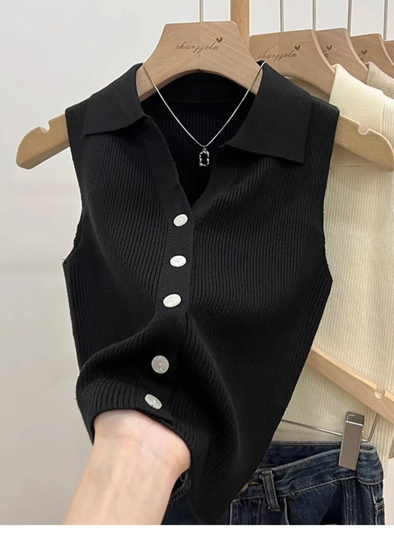 Solid Color Knitted for Women Cardigan Korean Single Breasted Sleeveless Jumper Woman Round Neck All Match Cardigans Outwear