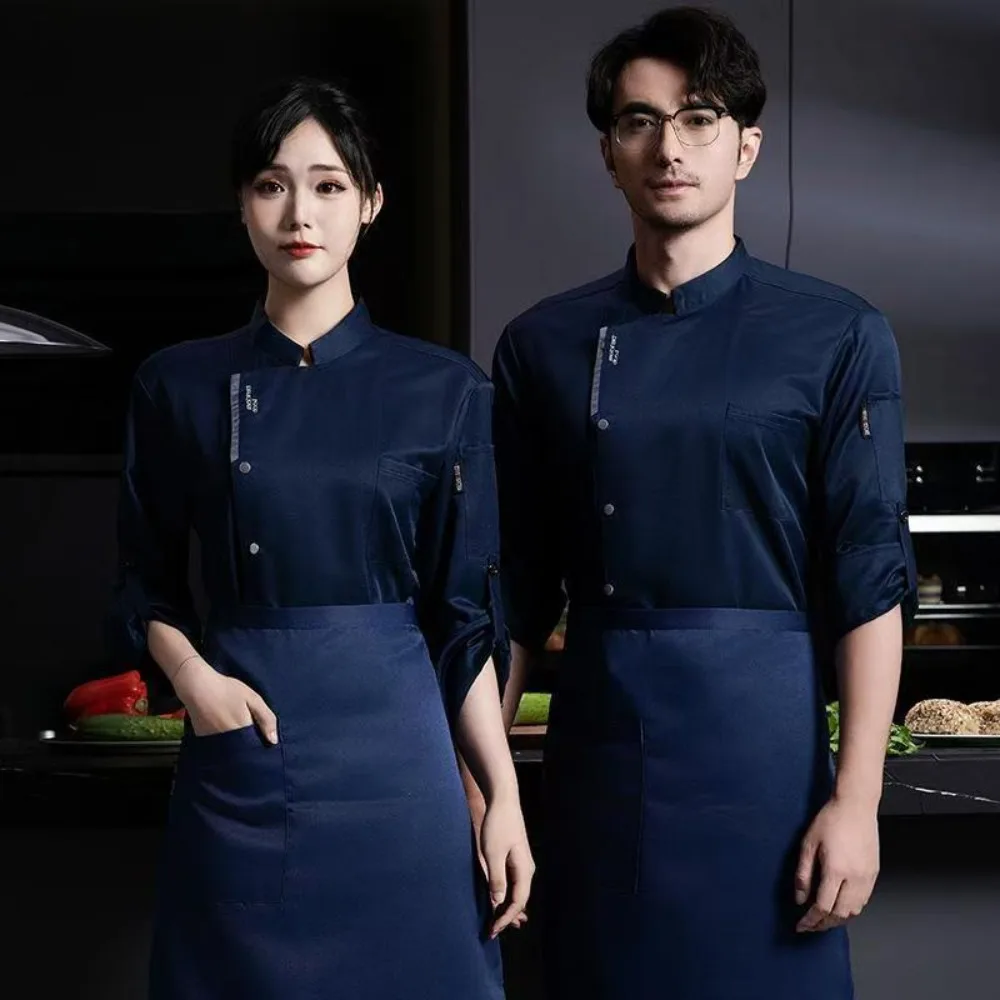 2025 Autumn/Winter Long-Sleeve Chef Uniform Set - Men's & Women's Kitchen Workwear for Restaurants & Canteens
