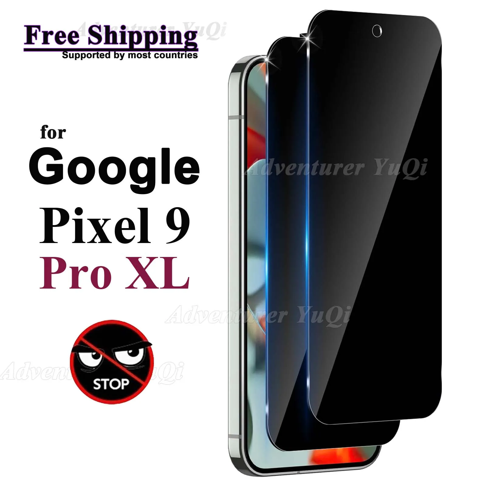 

Anit Spy Screen Protector For Google Pixel 9 Pro XL 6.8 inch Privacy Tempered Glass Peep Scratch 9H Fingerprint Unlock 0.18mm