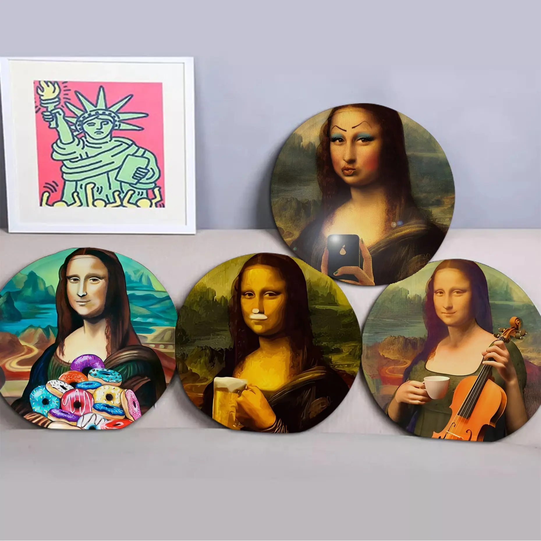 

Funny Prints Mona Lisa Art Seat Cushion Office Dining Stool Pad Sponge Sofa Mat Non-Slip Sofa Cushion