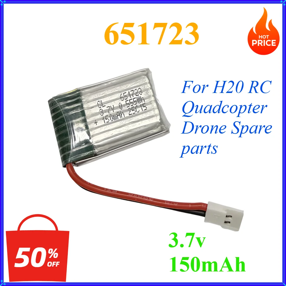 651723 3.7v 150mAh For H20 RC Quadcopter Drone Spare parts 3.7v Lipo Battery for H20 Battery for Toy Helicopter