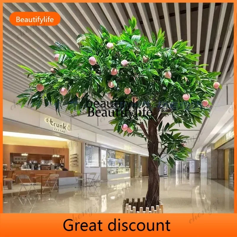 A29  Artificial Peach Tree Fake Fruit Tree Decoration Customized Natural Solid Wood Large Interior Decoration