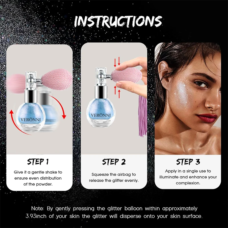 Glitter Spray Markeerstift Poeder Diamant Hoogglans Airbag Poeder Geur Glanzend Hoog Licht Glitter Gezicht Body Make-Up Cosmetica