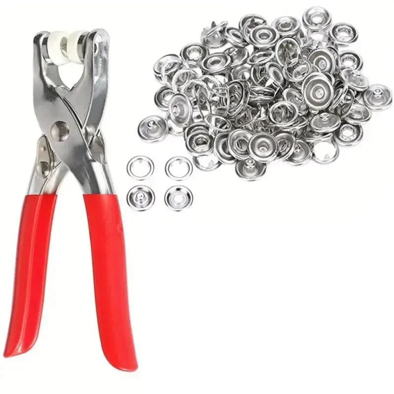 A59Z-200 Sets Metal Snap Fasteners Kit 9.5Mm Snap Button Fasteners For Clothing Sewing