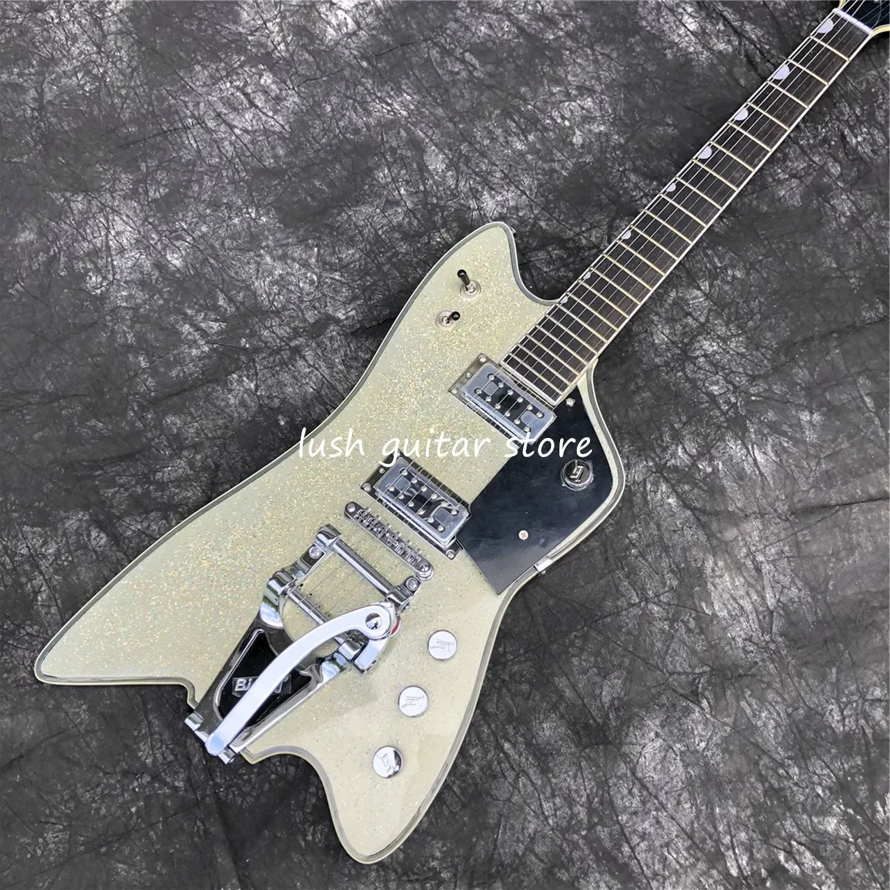 

IN STOCK,Billy bo Model,Sparkling Silver Electric Guitar,6 Strings Guitarra,Free Shipping