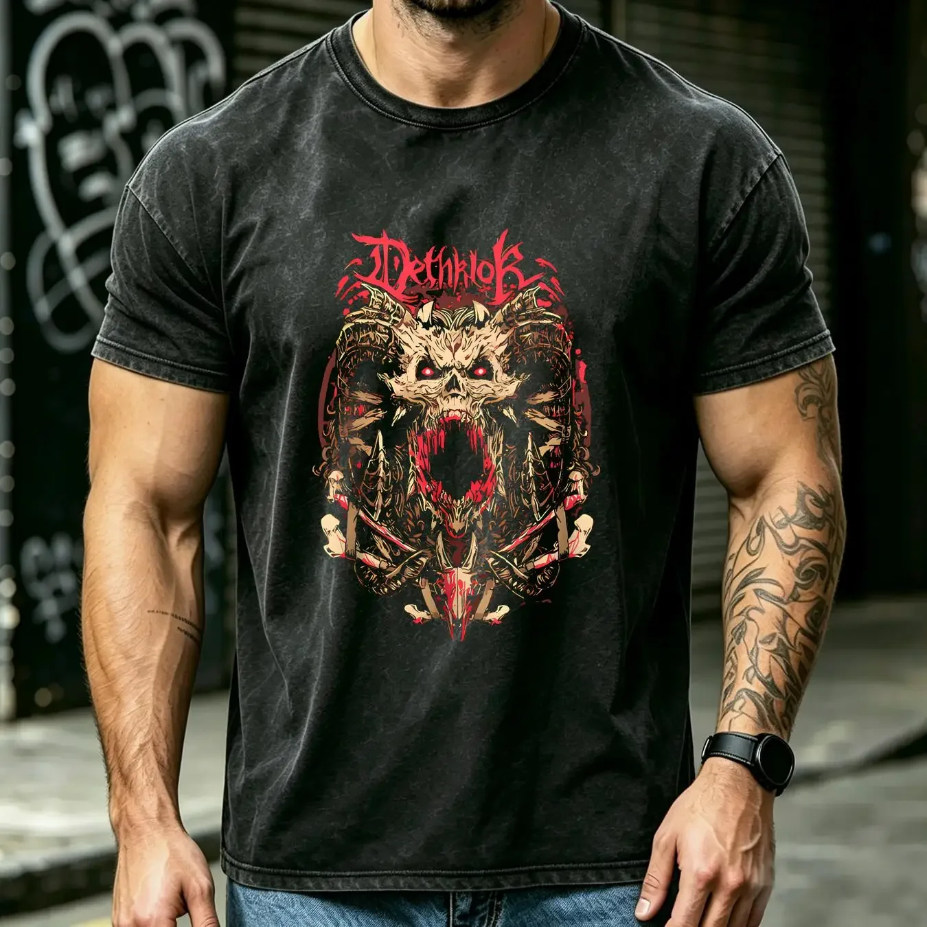 washed T Shirt Dethklok Metalocalypse Death Metal 100 Cotton Sizes DTH 56772 long or short sleeves vintage Washed Stretched