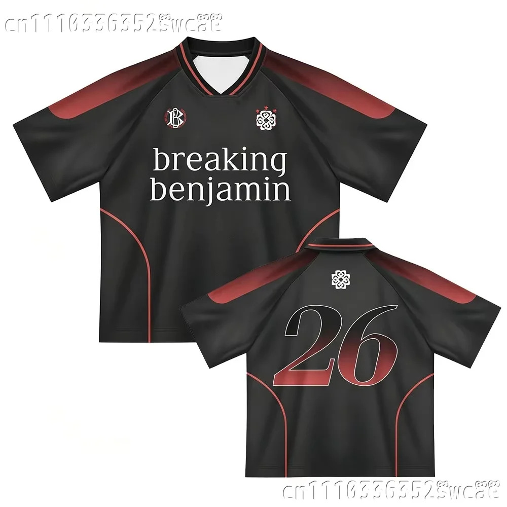 Breaking Benjamin Band Jersey New Rock Festival Concert Fan V‑Neck T‑Shirt Unisex Loose Streetwear Top Family Matching