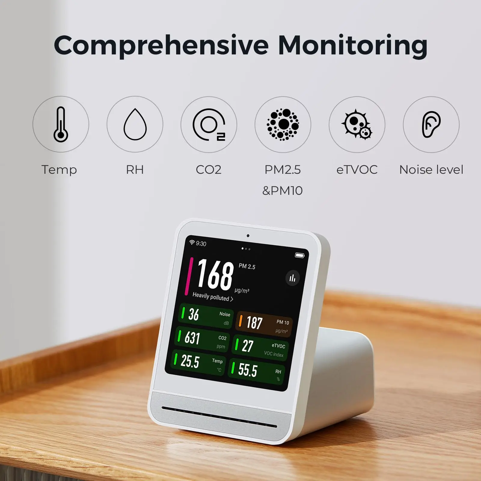 Imagem -03 - Qingping-monitor de Qualidade do ar 2nd Casa Inteligente Touch Screen Temperatura Sensor de Umidade Tvoc Co2 Detector Pm2.5 Mijia App 4