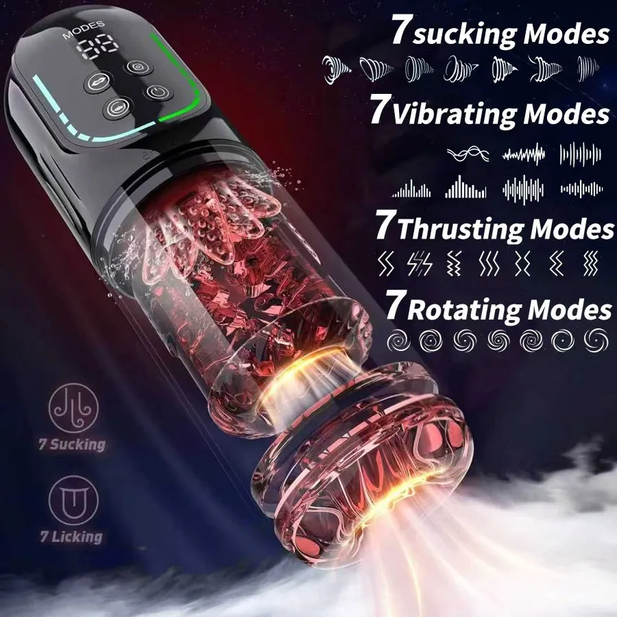 Automatic Male Masturbator Cup Penis Pump 7 Modes Sucking Rotating Licking Modes Pocket Pussy Stroker Blowjob Sex Toys For Men