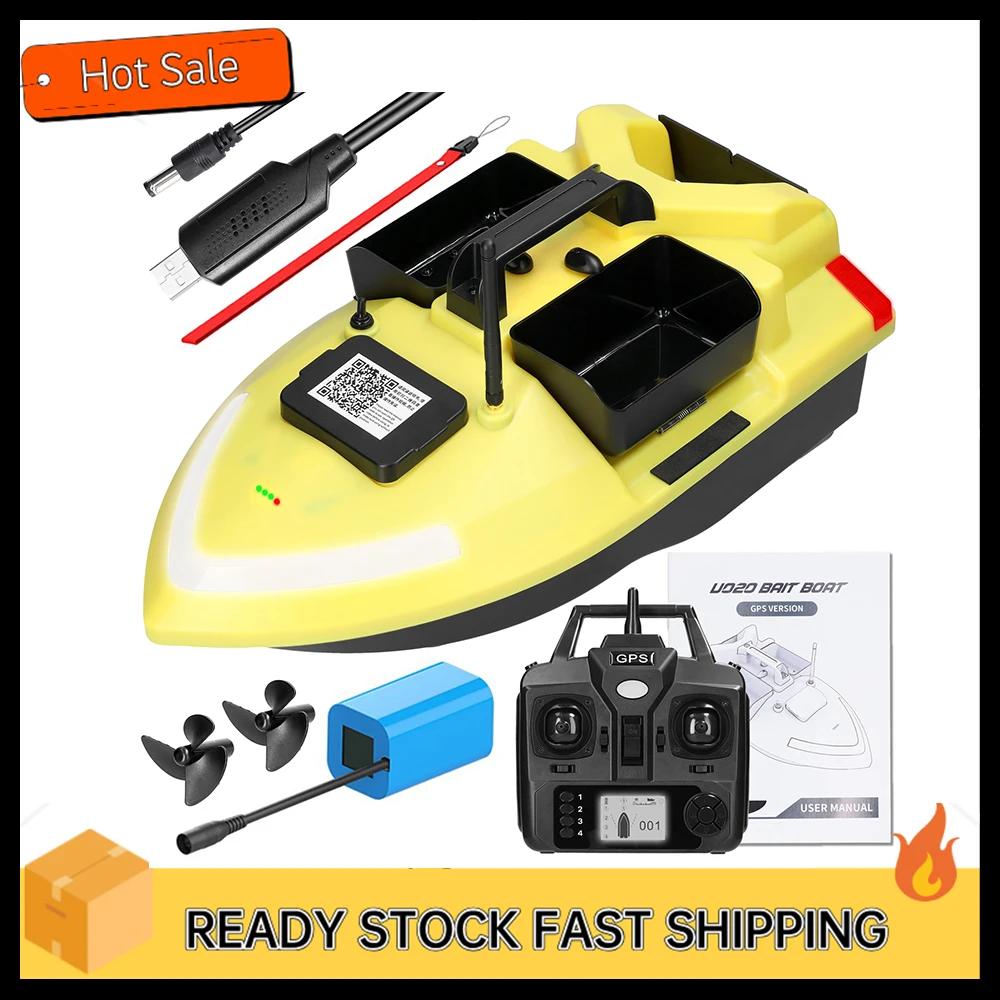 GPS Fishing Bait Boat 500m Remote Control Bait Boat Dual Motor Fish Finder 2KG Loading Support Automatic Cruise/Return/Route Cor