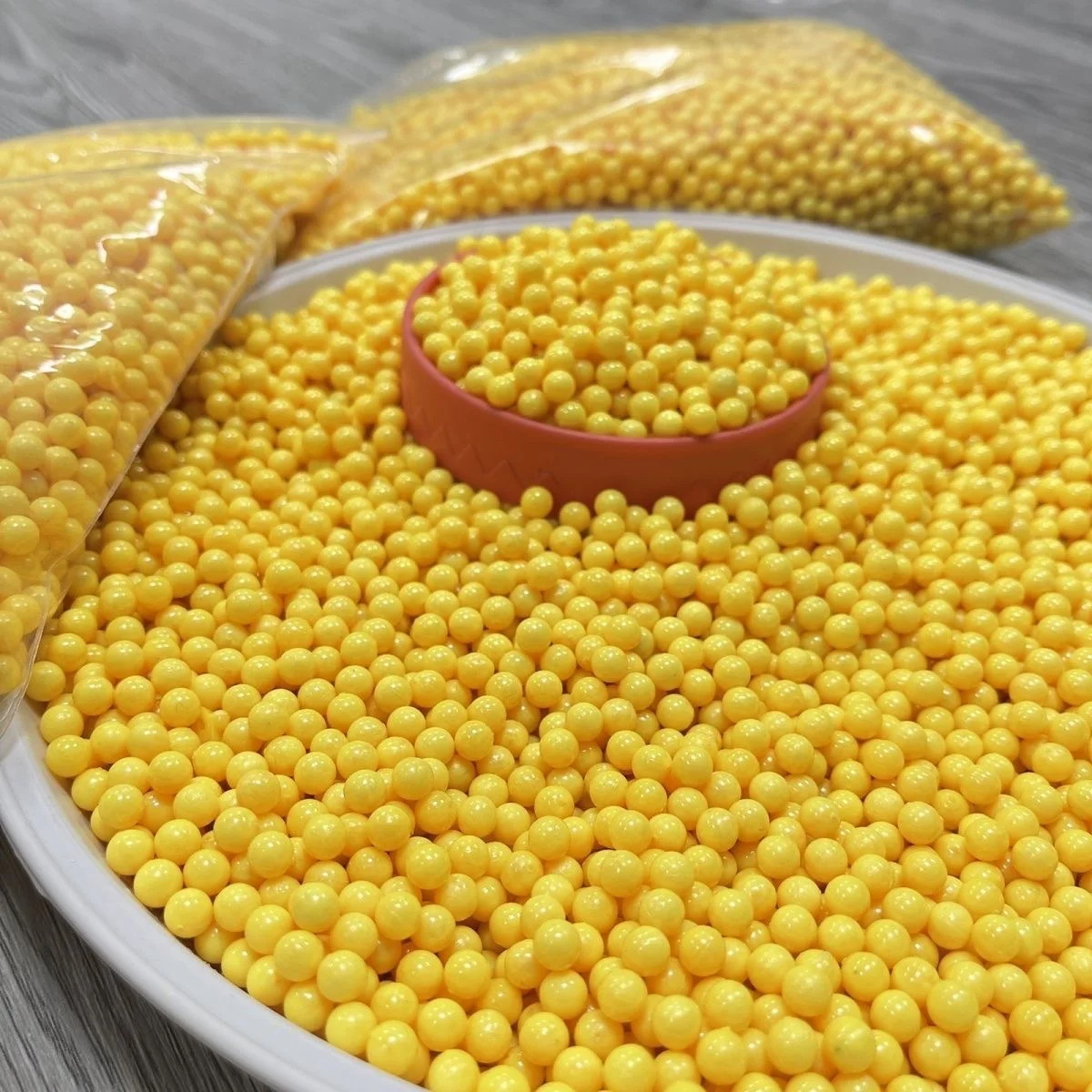 Spielzeugpistole, Kunststoffkugel, Kinderspielzeug, Kunststoffkugel, massive gelbe Kugel, 6 mm