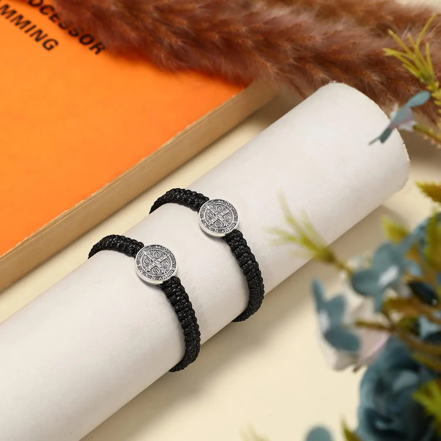 Black Red String Saint Benedict Bracelet, Unisex