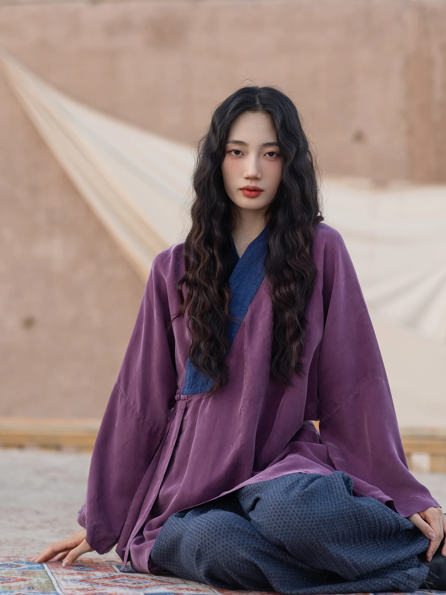 

Свободная женская рубашка из медно-аммиачного шелка в китайском стиле дзен, с воротником на пуговицах, в стиле колор-блок, модная, традиционная