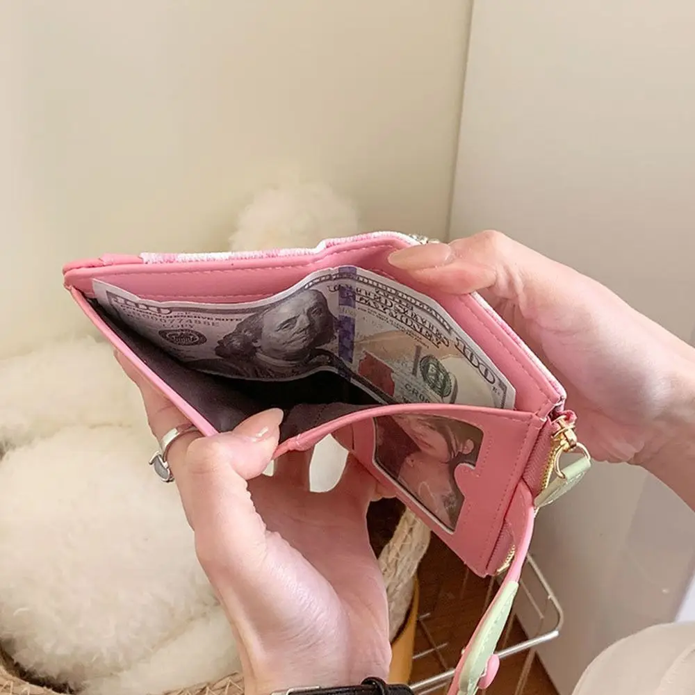 Short Checkered Bow Wallet Multiple Card Slots Dopamine Women Wallets Card Bags Gifts