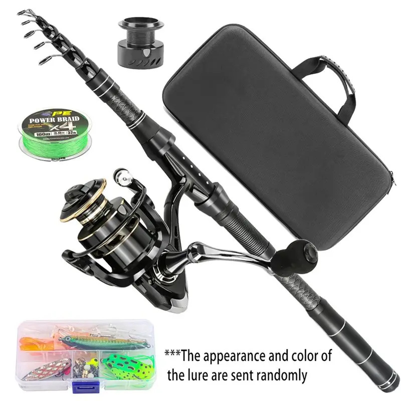 A89E-Telescopic Fishing Rod And Reel Combo Kit Lure Holder And Carry Bag, Saltwater& Freshwater Travel Gear For Adults Carrier