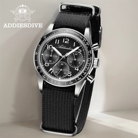 ADDIESDVIE Men Chronograph Watch AD2517 Nylon Strap 316L Stainless Steel 10Bar Waterproof VK63 BGW9 Super Luminous Quartz Watch