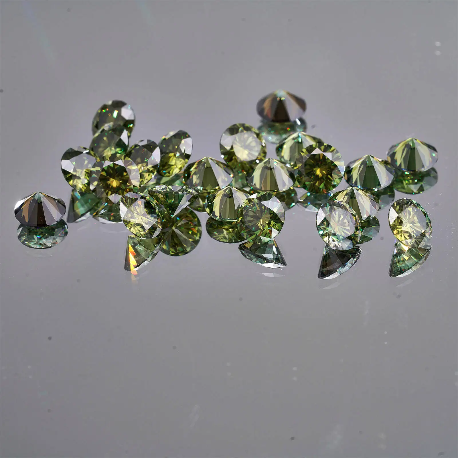 JH Yellowgreen Moissanite Diamond Moissanita Loose Gemstone Passed Diamond Tester VVS1 with GRA Report