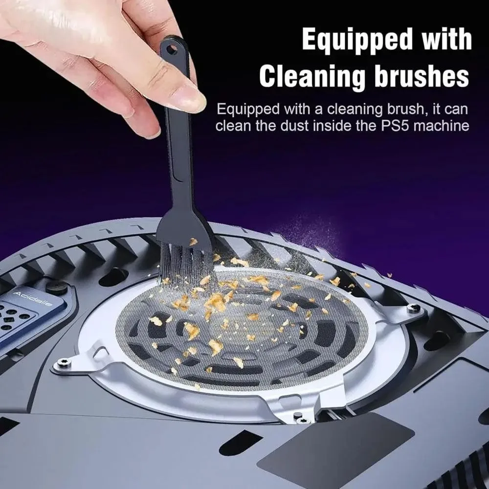 Rede de filtro de poeira respirável, 2/peças, fácil instalação, console de jogos, proteção para ps5, acessórios de jogos, design de malha