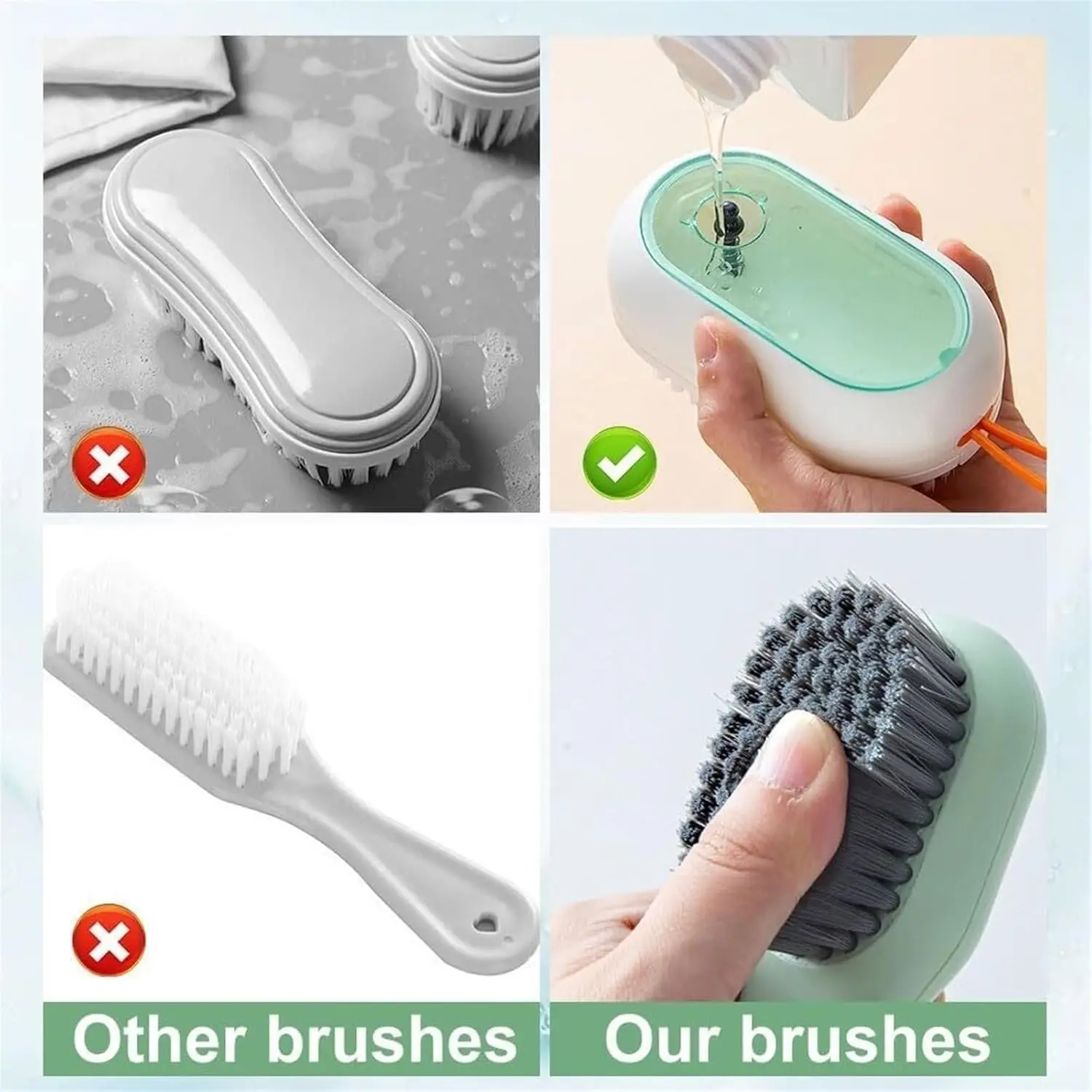 1/2PCS Multifunction Cleaning Shoe Brush Soft Automatic Liquid Shoe Brush Long Handle Clothes Soap Brush With Hook Clean Tool image 4