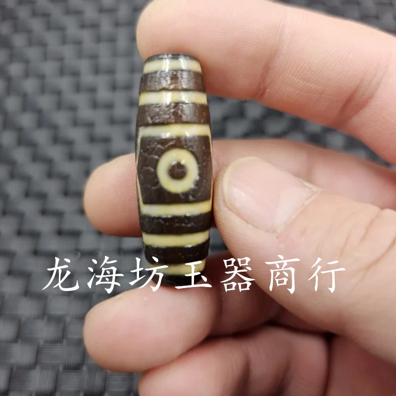 Tibetan-Style Aged Tiger Tooth , 40Mm, Three- And Two-Eye Buddha Dzi , Accessory Beads