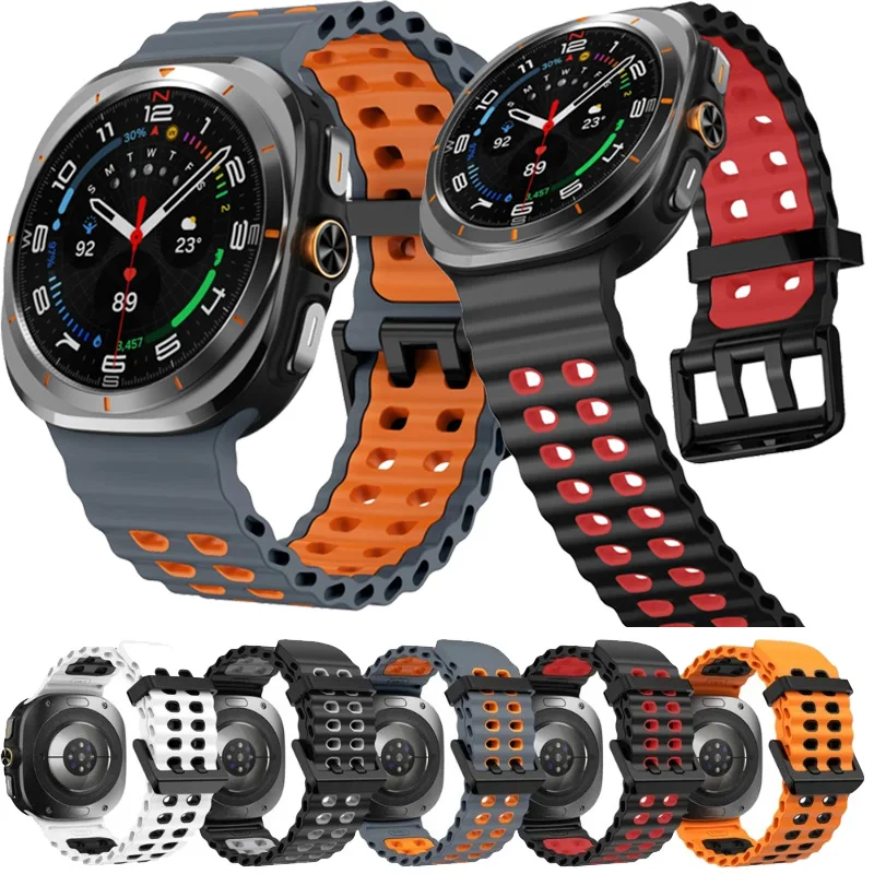 

Ocean Silicone Strap for Samsung Galaxy Watch Ultra 47mm Comfortable Replacement Wristband For Galaxy Watch 8-7 Ultra 47mm Belt