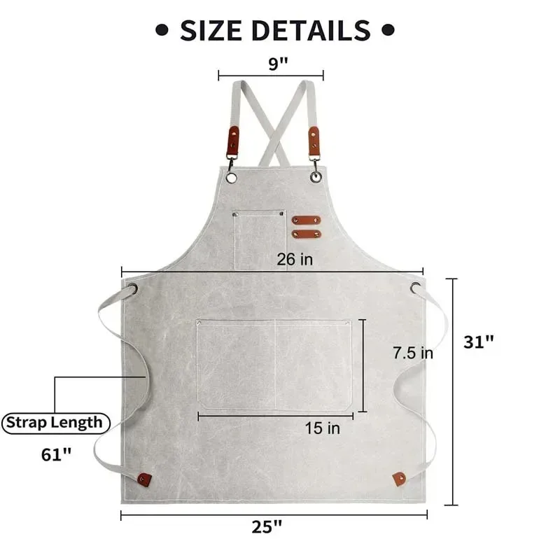 1/2 Stück Haushalts-Leinenschürze, ölbeständig, mit Handtuchfunktion, für Küche und Kochen, für Männer und Frauen, Erwachsene, mit Werkzeugtaschen, Kaffee-Design, Überkleiderschürze – Detail 3