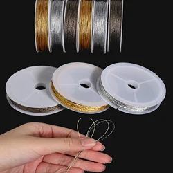 1roll/10m 0.4mm Gold Color Polyester Thread Hand Woven Terylene Rope Fabric Braiding Cord for Jewelry Making Bracelet Braiding