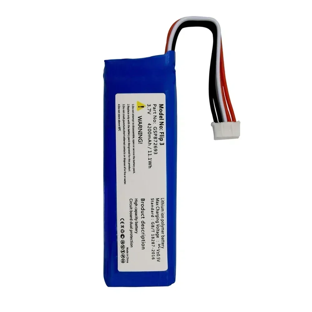 Rechargeable Battery For JBL Flip 3, Wireless Bluetooth Speaker Batteries, 4200mAh, GSP872693, P763098, 03, Fast Shipping