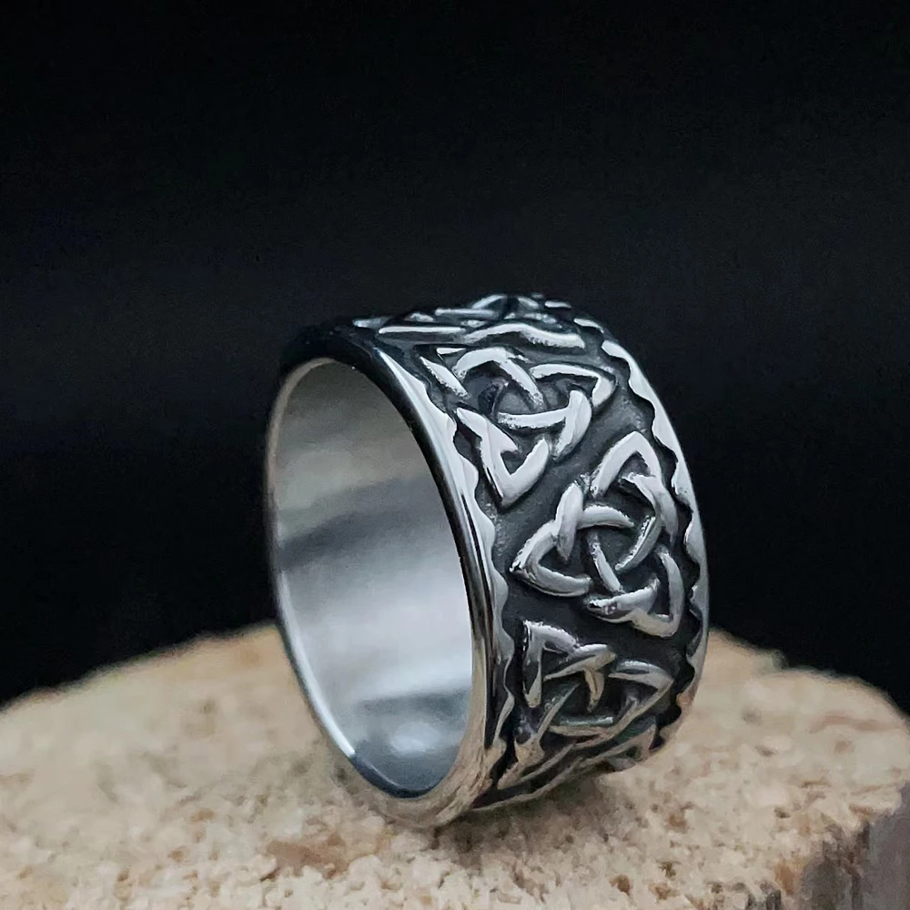 New Nordic Viking Celtic Ring Stainless Steel Punk Fashion Simple Trinity Vikings Rings for Men Women Jewelry Gifts Wholesale