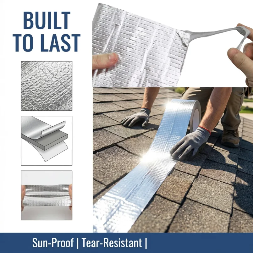 Waterproof Roof Repair Tape  5/10cm Width Self Adhesive Aluminum Foil Butyl Tape for Leak Sealing Patching Crack Repair