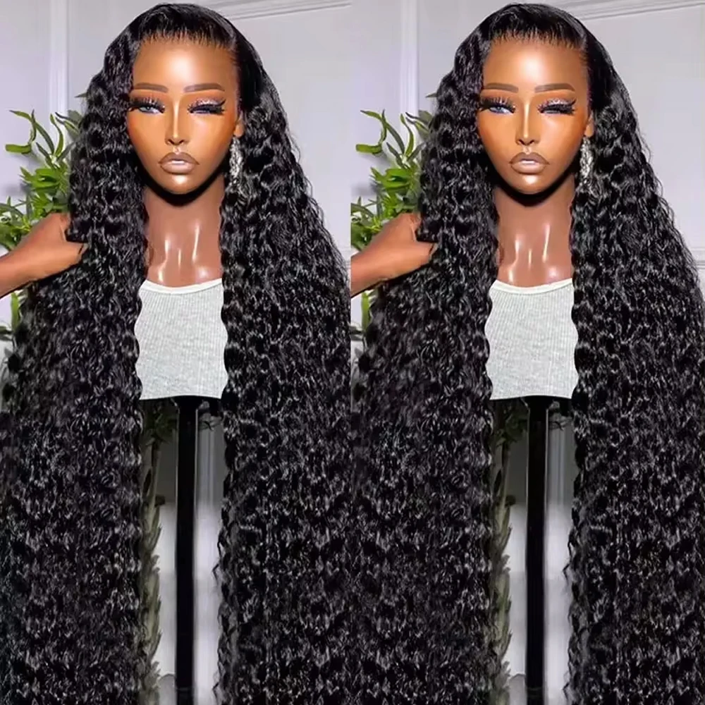 

40 Inch 13x6 HD Lace Frontal Wig Human Hair Loose Deep Wave 250 Density Water Wavy Curly Wigs 13x4 Lace Front For Women