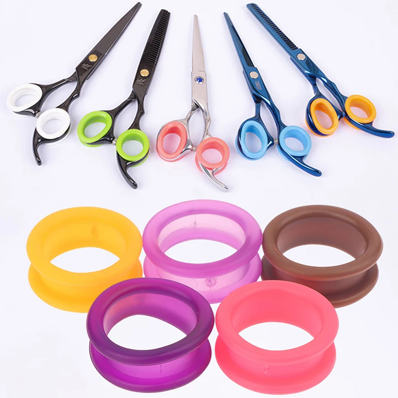 10Pcs Soft Silicone Ring For Salon Barbers Professional Barber Hair Shears Scissors Finger Rings Grips Inserts