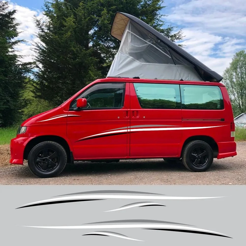 Car Graphics Sports Sides Stripes Style Stickers for Camper Van RV Vehicle Decor Decals Vinyl Decoration Auto Tuning Accessories