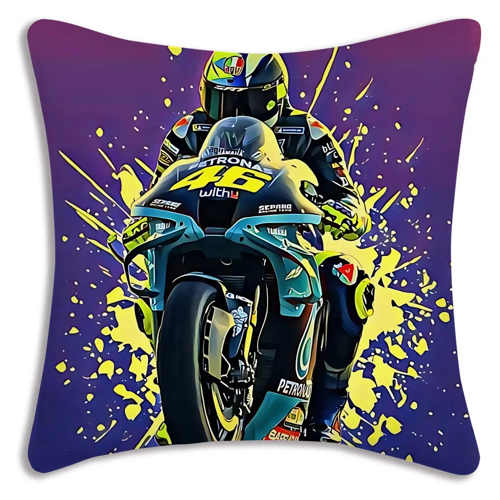 V-Valentino R-Rossi Pillow Covers Cartoon Sofa Decorative Home Double-sided Printing Short Plush Cute Cushion Cover